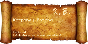 Korponay Botond névjegykártya